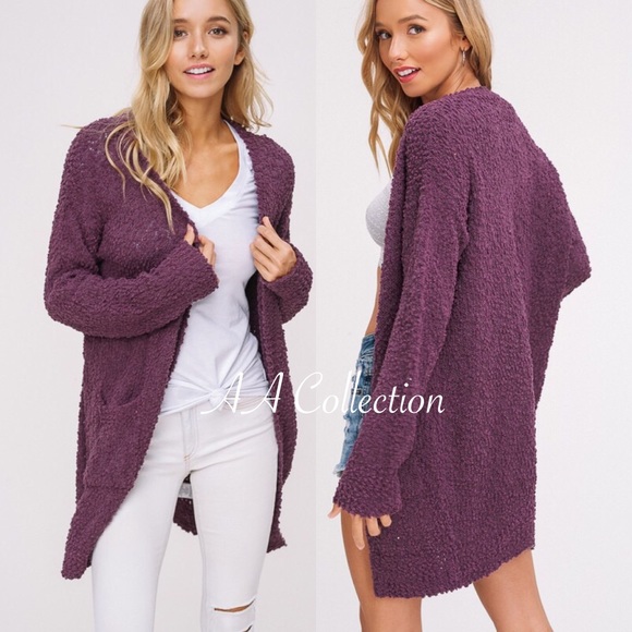 knit open front cardigan soft long sleeves - Picture 4 of 6